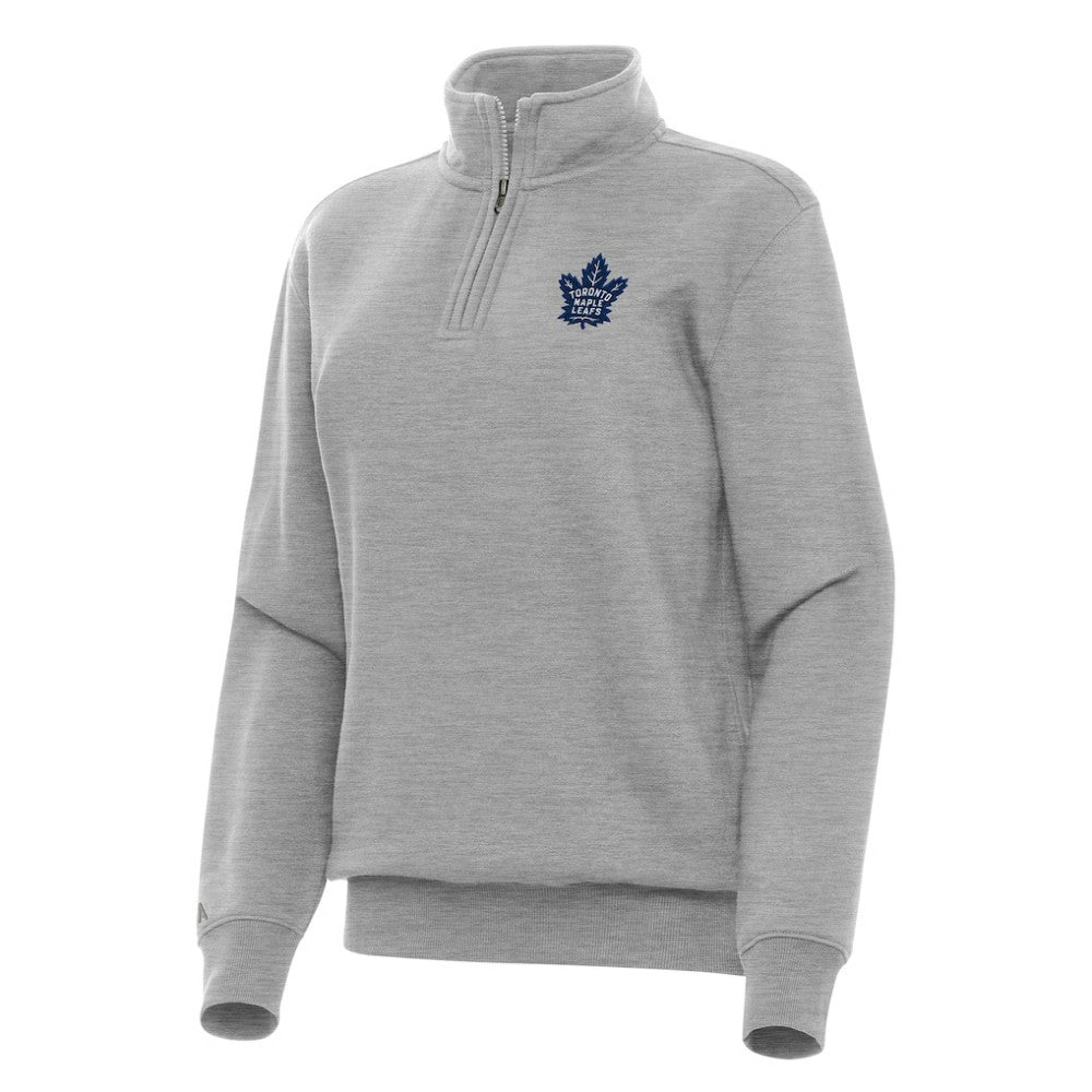 Toronto Maple Leafs Antigua Women's Victory Quarter-Zip Sweatshirt - Heather Gray Sweatshirts