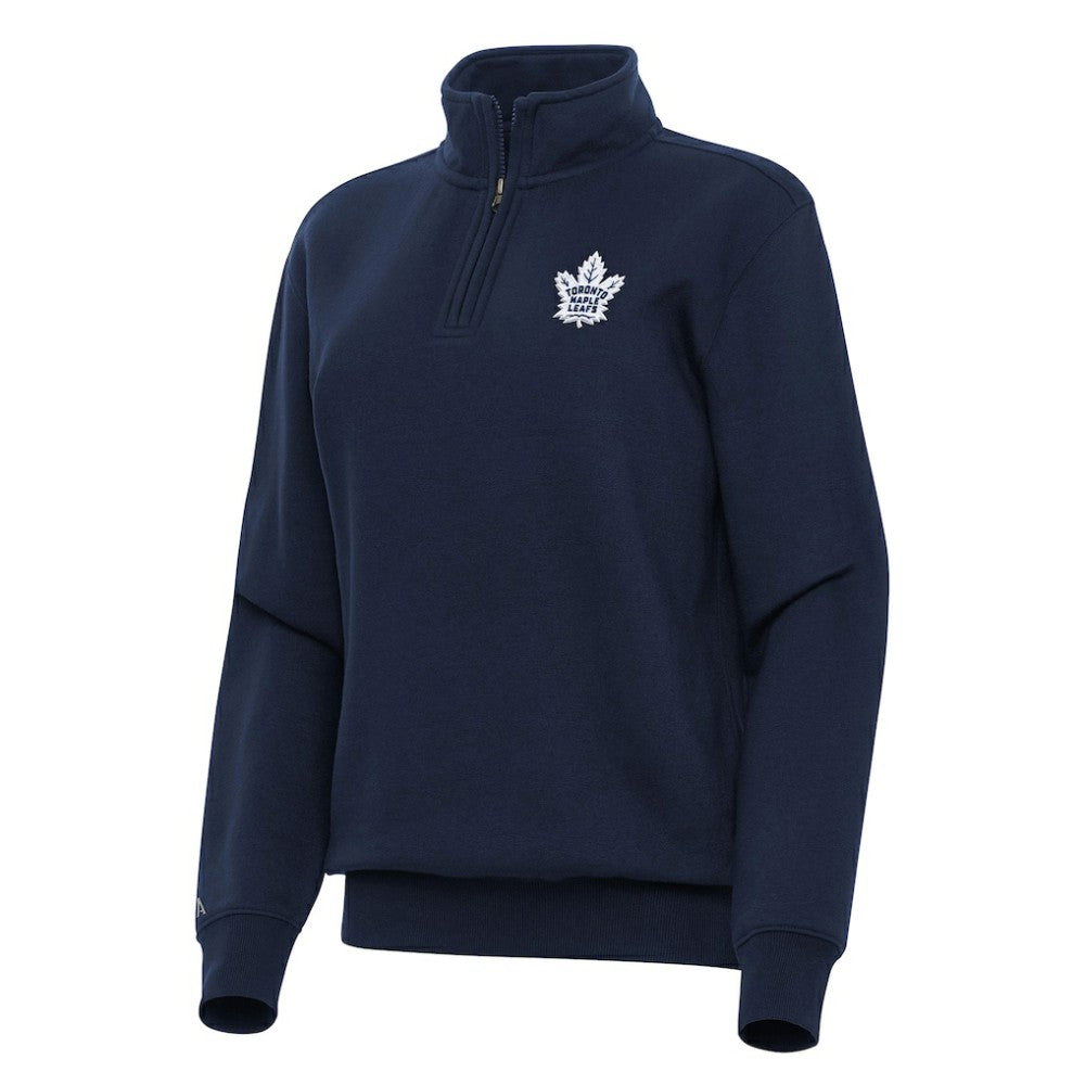 Toronto Maple Leafs Antigua Women's Victory Quarter-Zip Sweatshirt - Navy Sweatshirts
