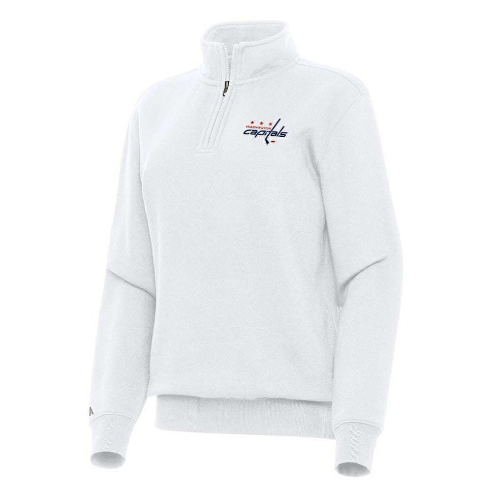 Washington Capitals Antigua Women's Victory Quarter-Zip Sweatshirt - White Sweatshirts