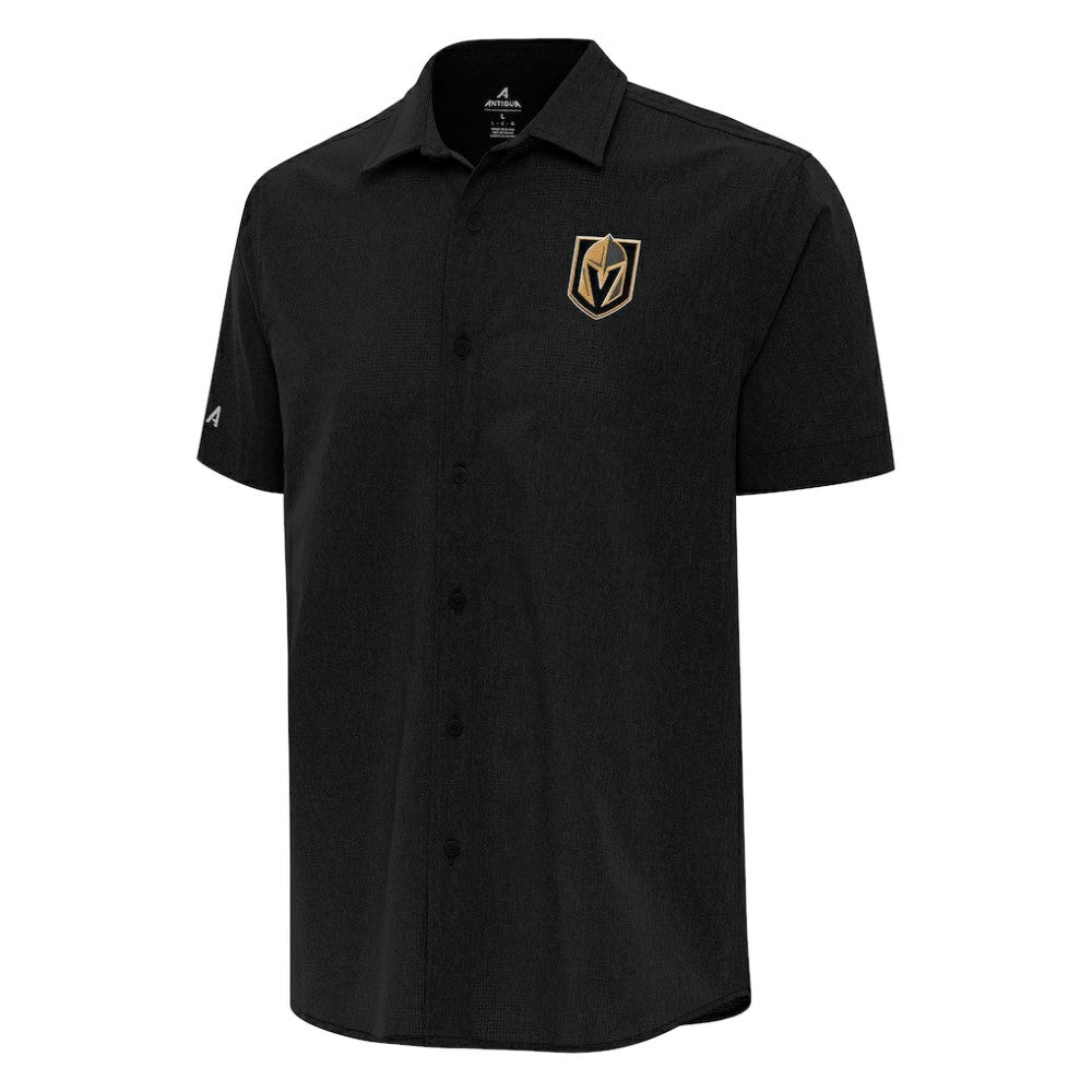 Vegas Golden Knights Antigua Activate Woven Short Sleeve Button-Up Shirt - Black