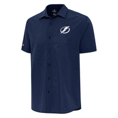Tampa Bay Lightning Antigua Activate Woven Short Sleeve Button-Up Shirt - Navy