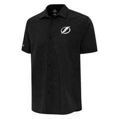 Tampa Bay Lightning Antigua Activate Woven Short Sleeve Button-Up Shirt - Black