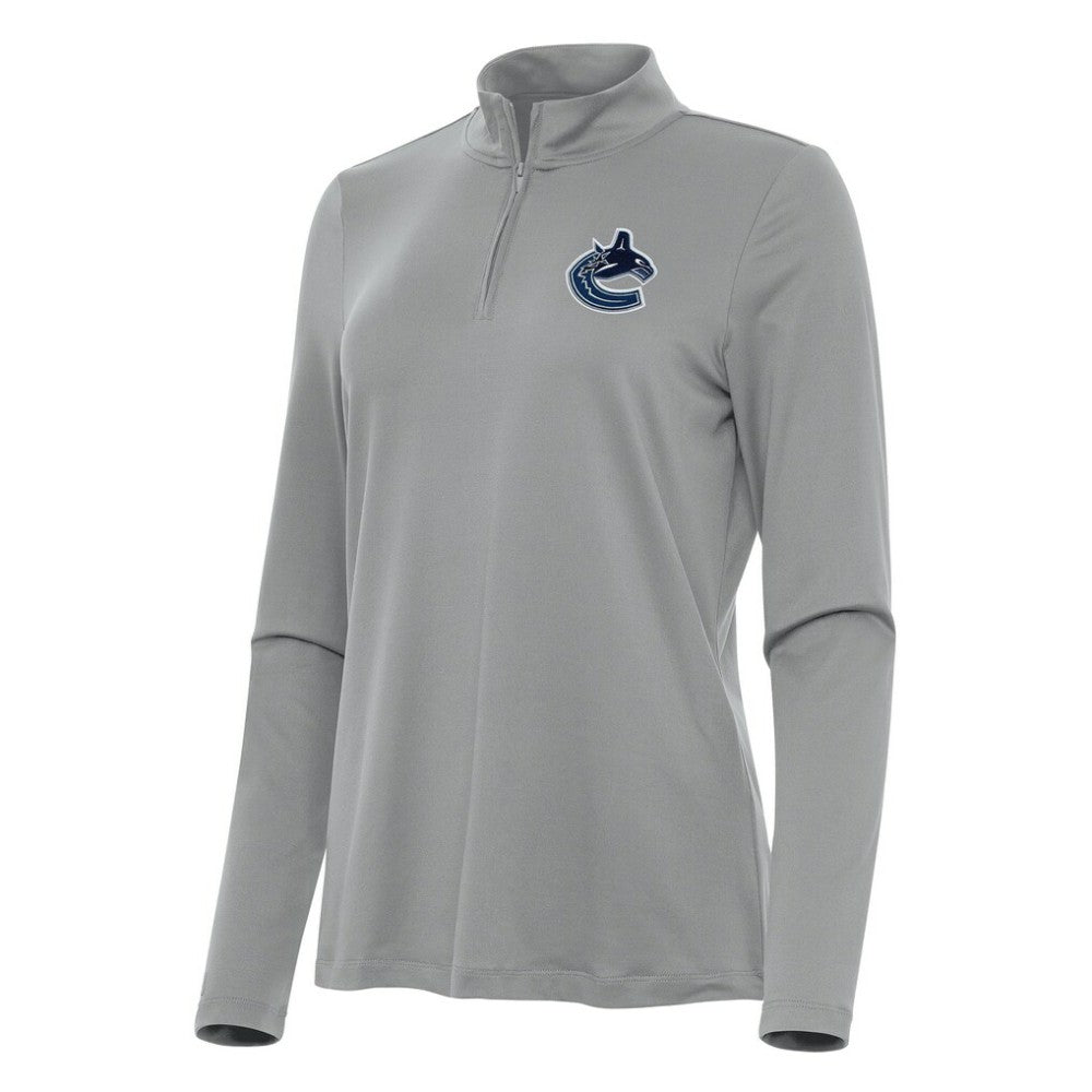 Vancouver Canucks Antigua Women's Reprocess Quarter-Zip Top - Gray Tops
