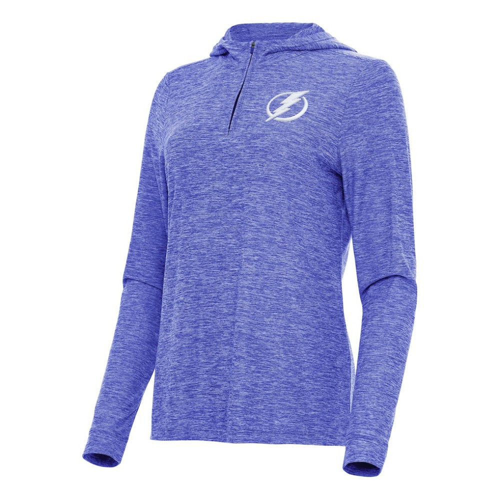 Tampa Bay Lightning Antigua Women's Daybreak Quarter-Zip Hoodie - Heather Blue Hoodies