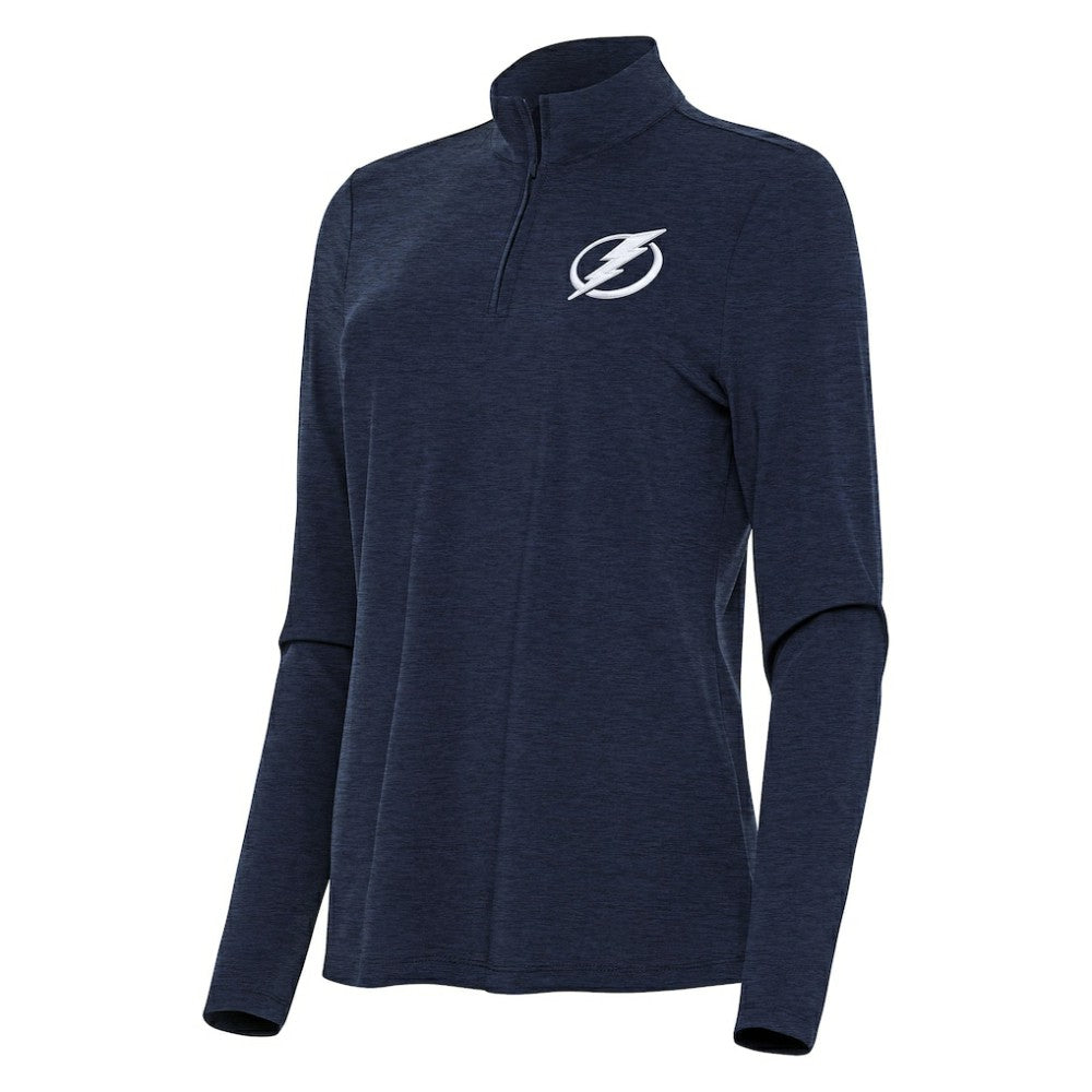Tampa Bay Lightning Antigua Women's Bright Quarter-Zip Top - Heather Navy Tops