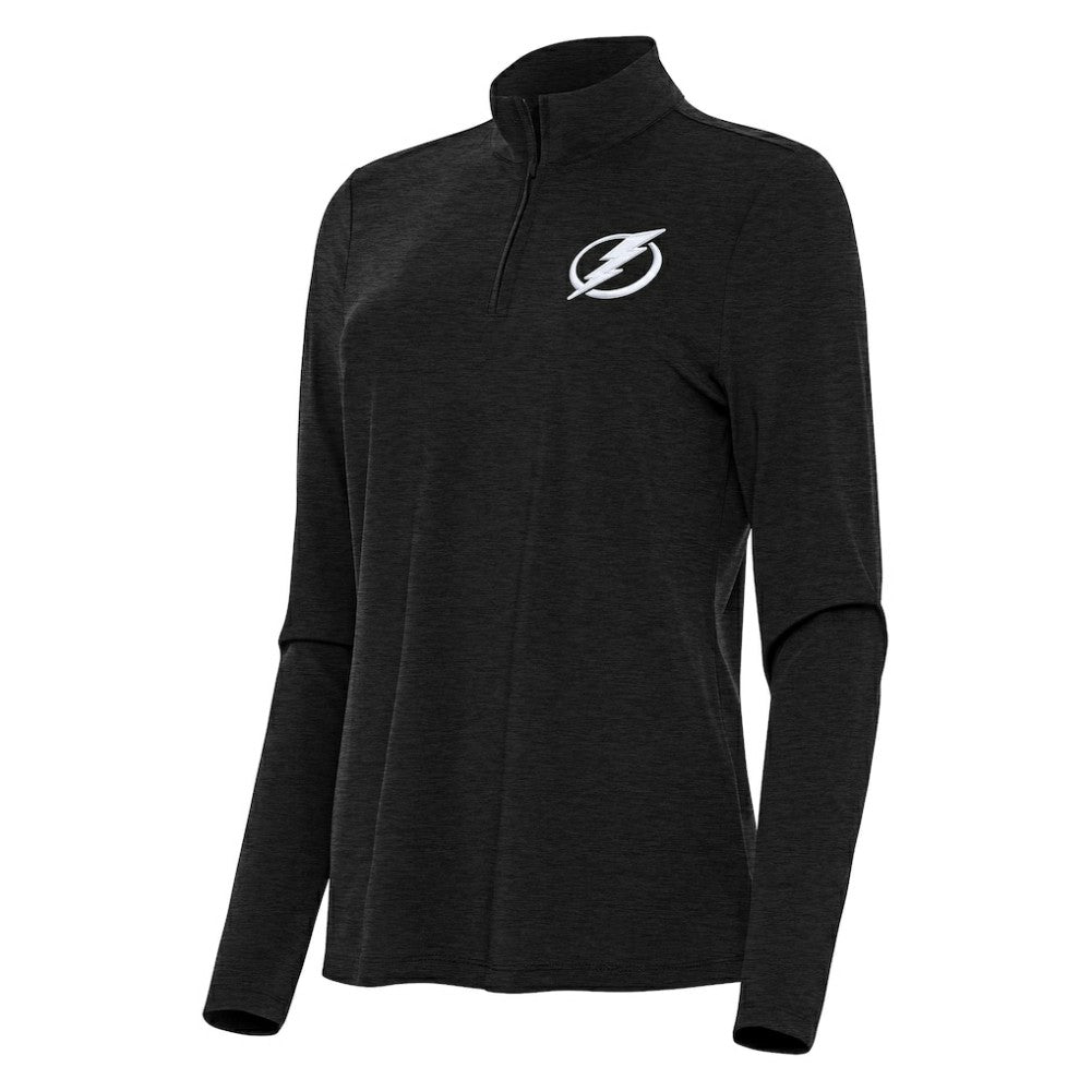 Tampa Bay Lightning Antigua Women's Bright Quarter-Zip Top - Heather Black Tops