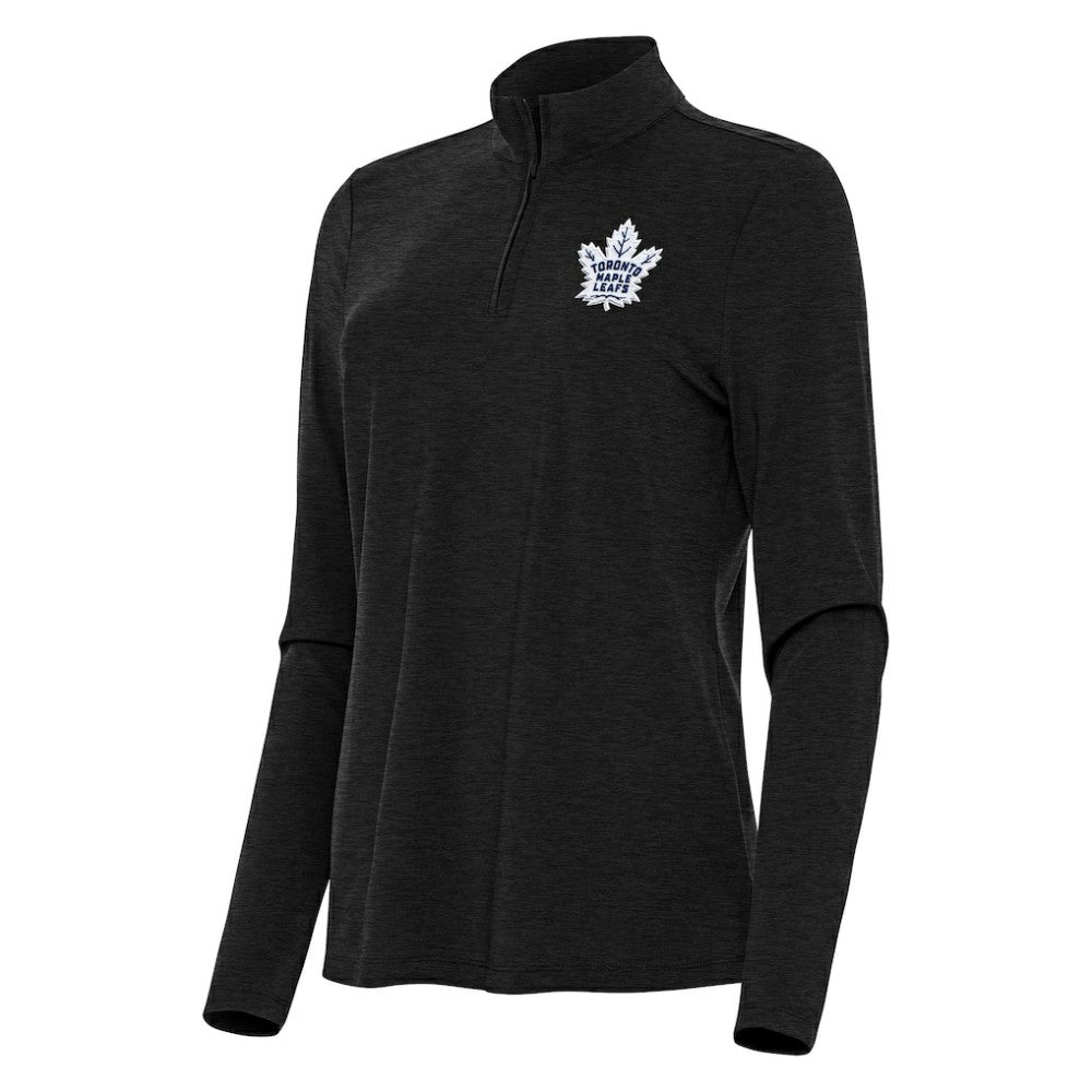 Toronto Maple Leafs Antigua Women's Bright Quarter-Zip Top - Heather Black Tops