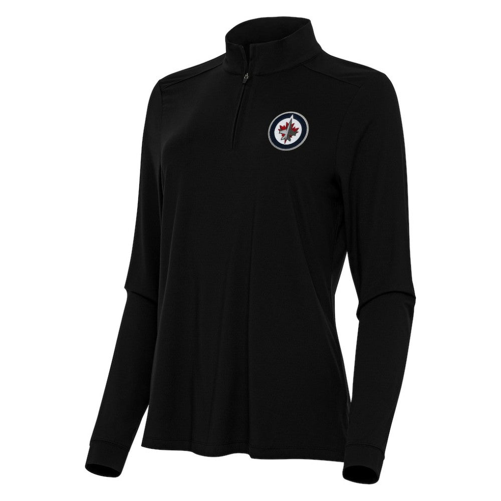 Winnipeg Jets Antigua Women's Intent Quarter-Zip Top - Black Tops