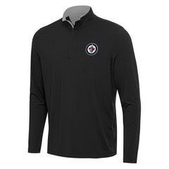 Winnipeg Jets Antigua Content Quarter-Zip Pullover Top - Black/Gray Pullover