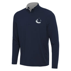 Vancouver Canucks Antigua Content Quarter-Zip Pullover Top - Navy/Gray Pullover