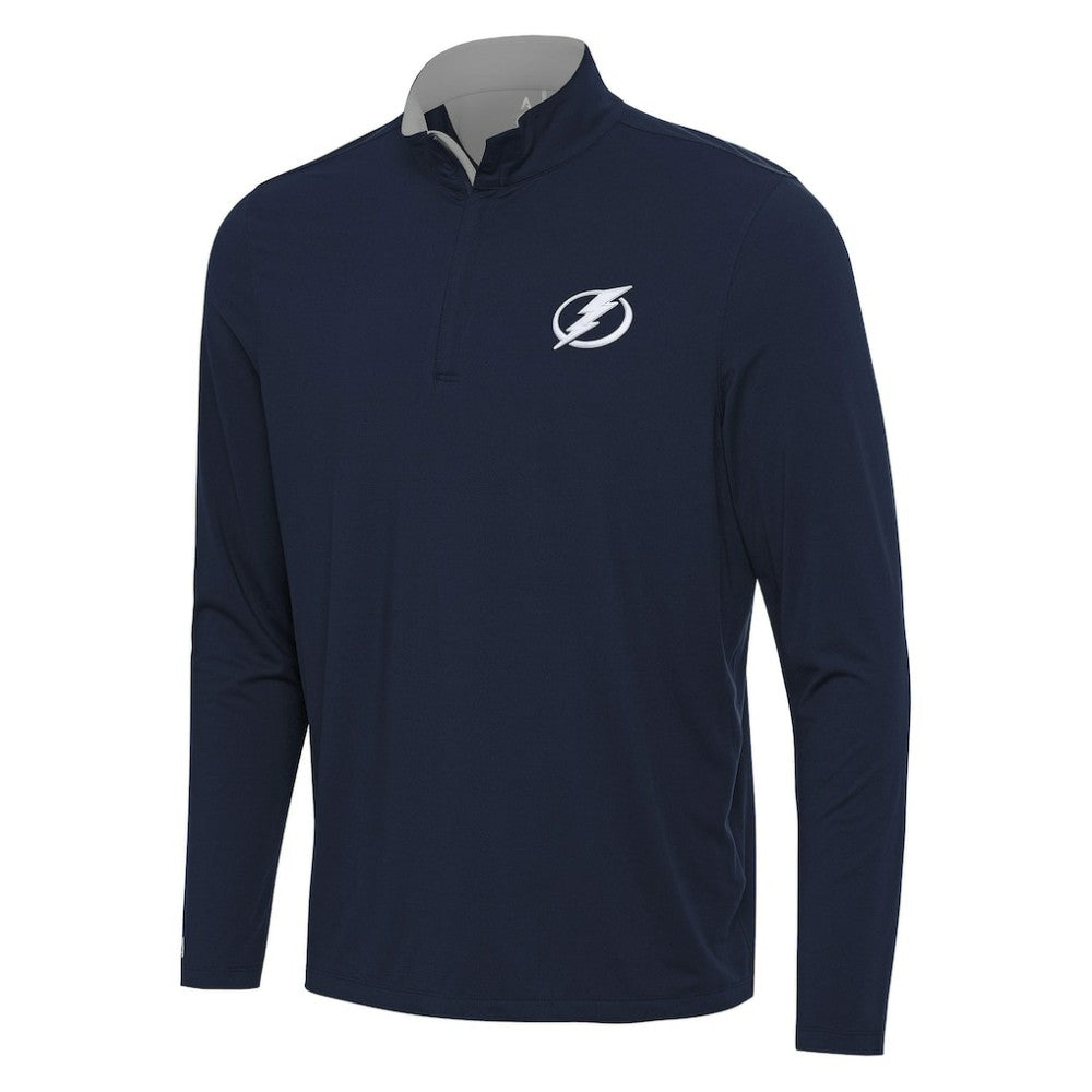 Tampa Bay Lightning Antigua Content Quarter-Zip Pullover Top - Navy/Gray Pullover