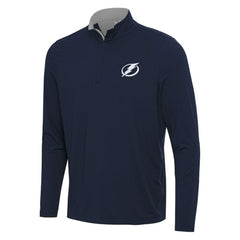Tampa Bay Lightning Antigua Content Quarter-Zip Pullover Top - Navy/Gray Pullover