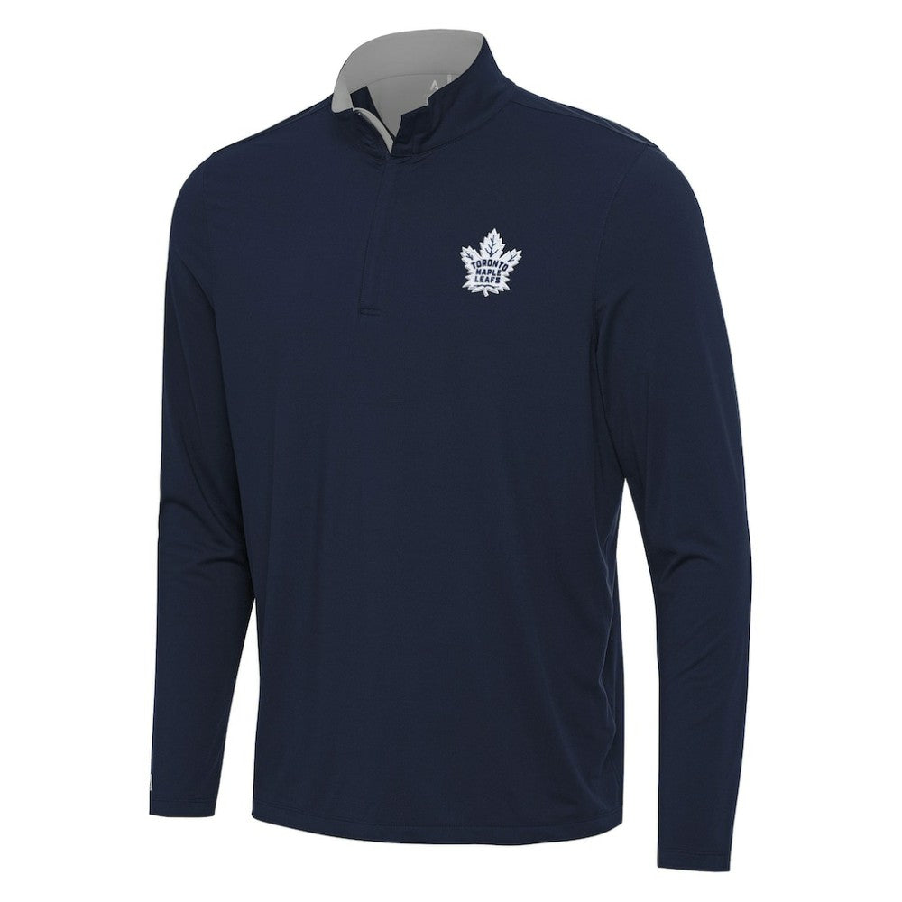 Toronto Maple Leafs Antigua Content Quarter-Zip Pullover Top - Navy/Gray Pullover