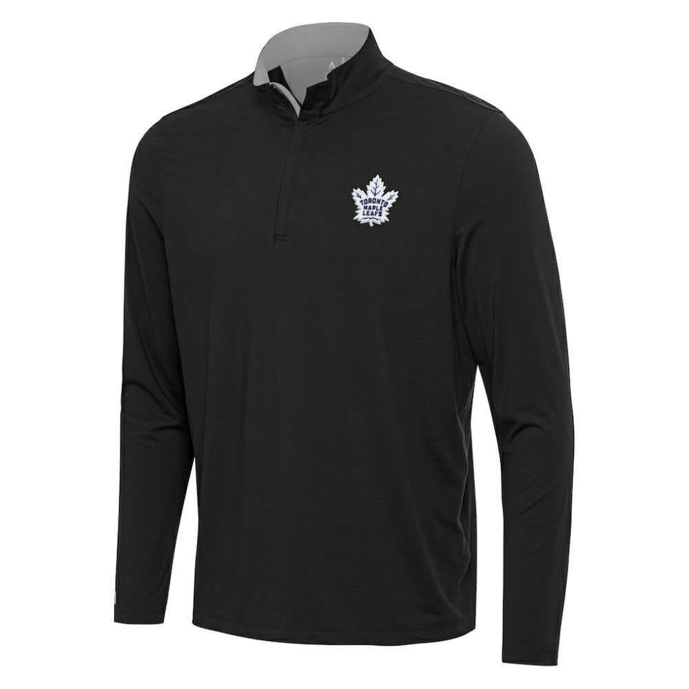 Toronto Maple Leafs Antigua Content Quarter-Zip Pullover Top - Black/Gray Pullover