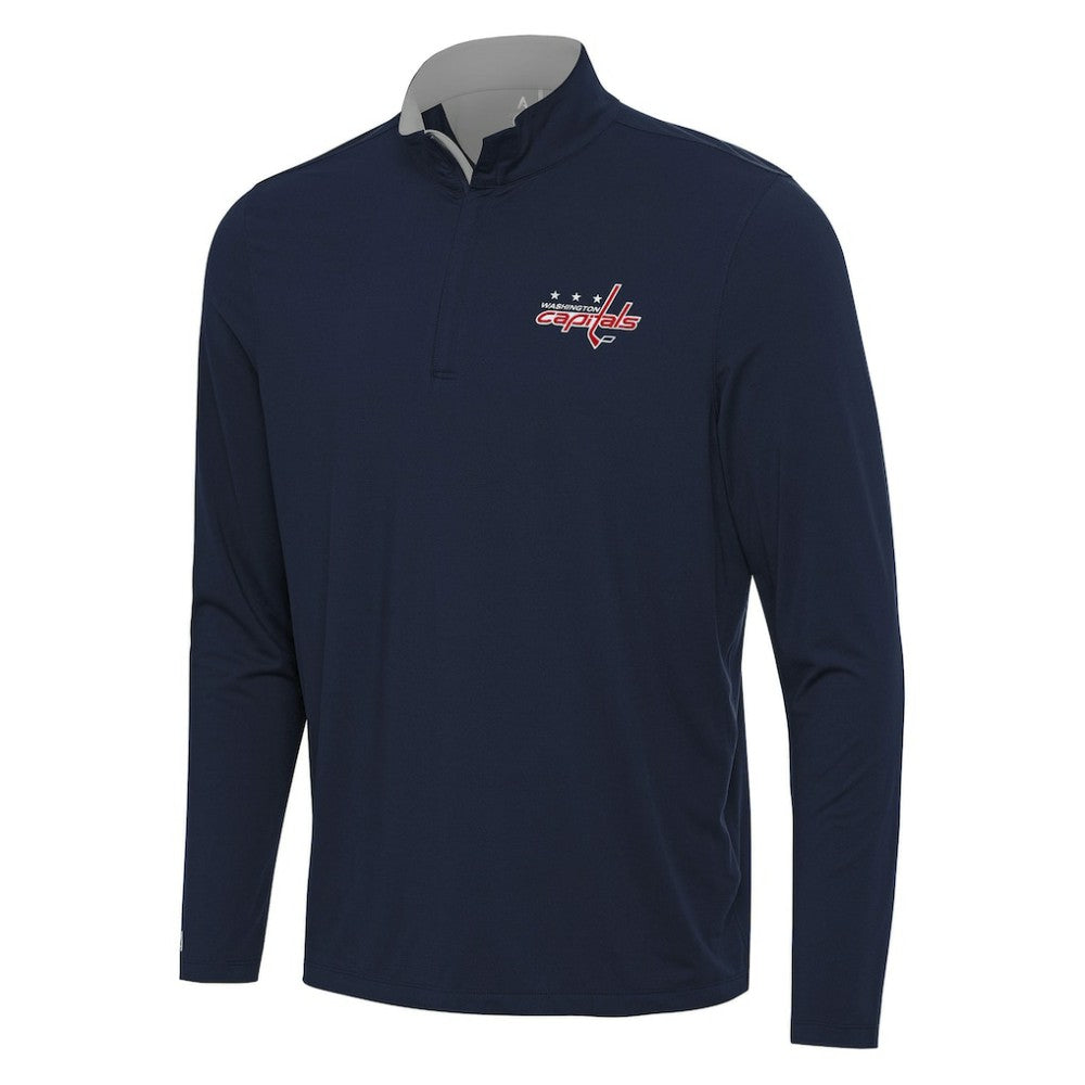 Washington Capitals Antigua Content Quarter-Zip Pullover Top - Navy/Gray Pullover