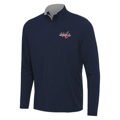 Washington Capitals Antigua Content Quarter-Zip Pullover Top - Navy/Gray Pullover