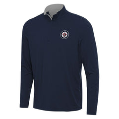 Winnipeg Jets Antigua Content Quarter-Zip Pullover Top - Navy/Gray Pullover