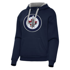 Winnipeg Jets Antigua Women's Victory Pullover Hoodie - Navy Hoodies