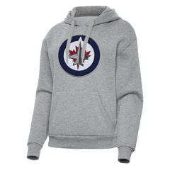 Winnipeg Jets Antigua Women's Victory Pullover Hoodie - Heather Gray Hoodies