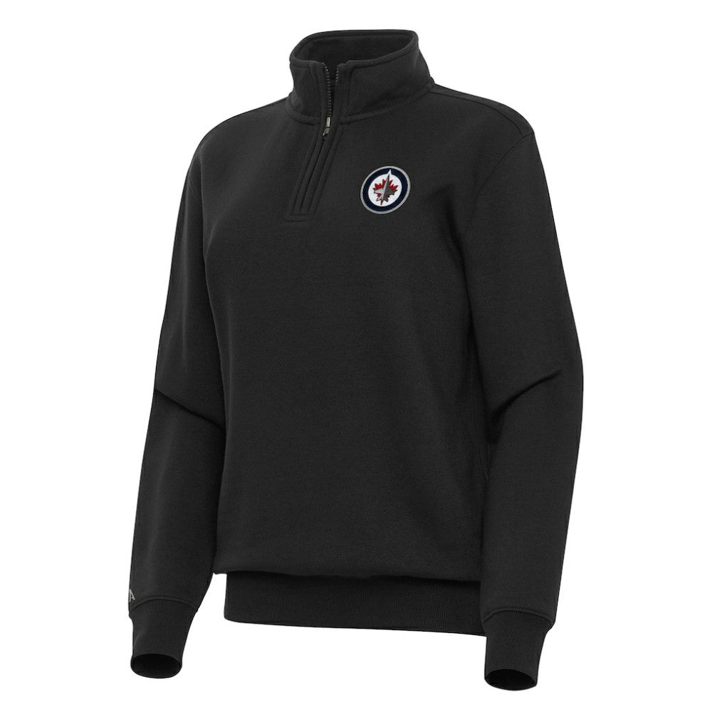 Winnipeg Jets Antigua Women's Victory Quarter-Zip Sweatshirt - Black Sweatshirts