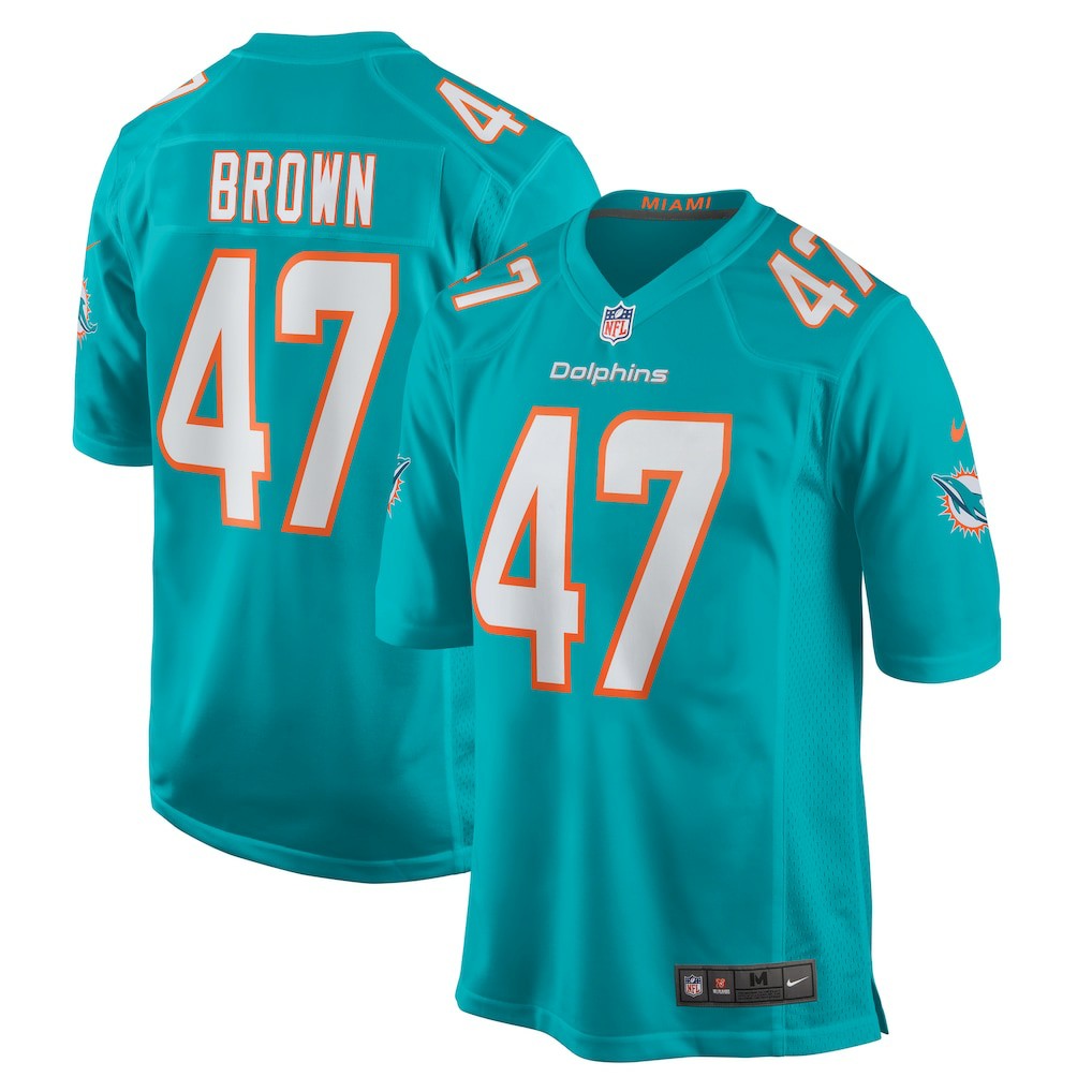 Cam Brown Miami Dolphins Game Jersey - Aqua sale