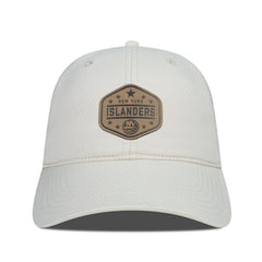 New York Islanders Men's Levelwear Faux Leather Patch Unstructured Adjustable Hat - Cream Hats