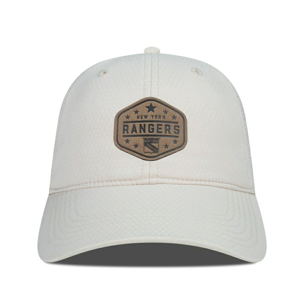 New York Rangers Men's Levelwear Faux Leather Patch Unstructured Adjustable Hat - Cream Hats