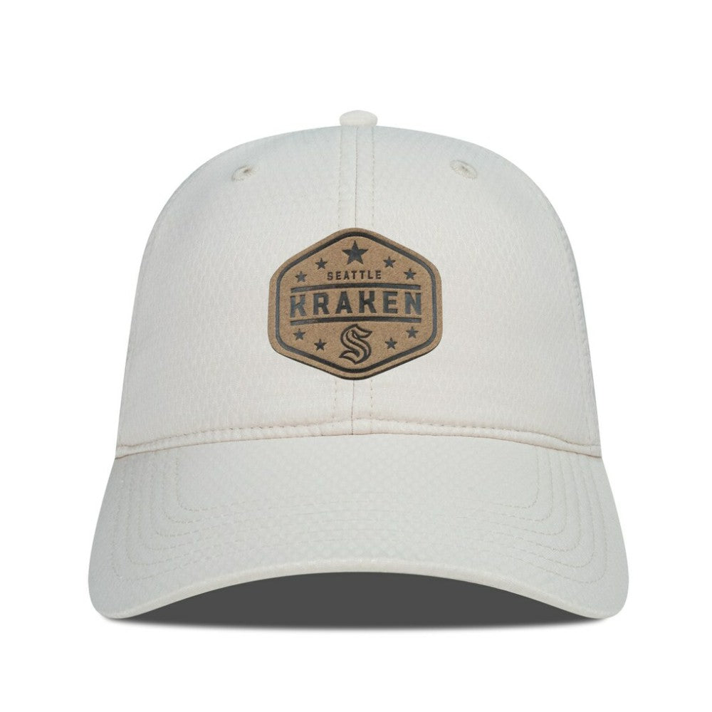 Seattle Kraken Men's Levelwear Faux Leather Patch Unstructured Adjustable Hat - Cream Hats
