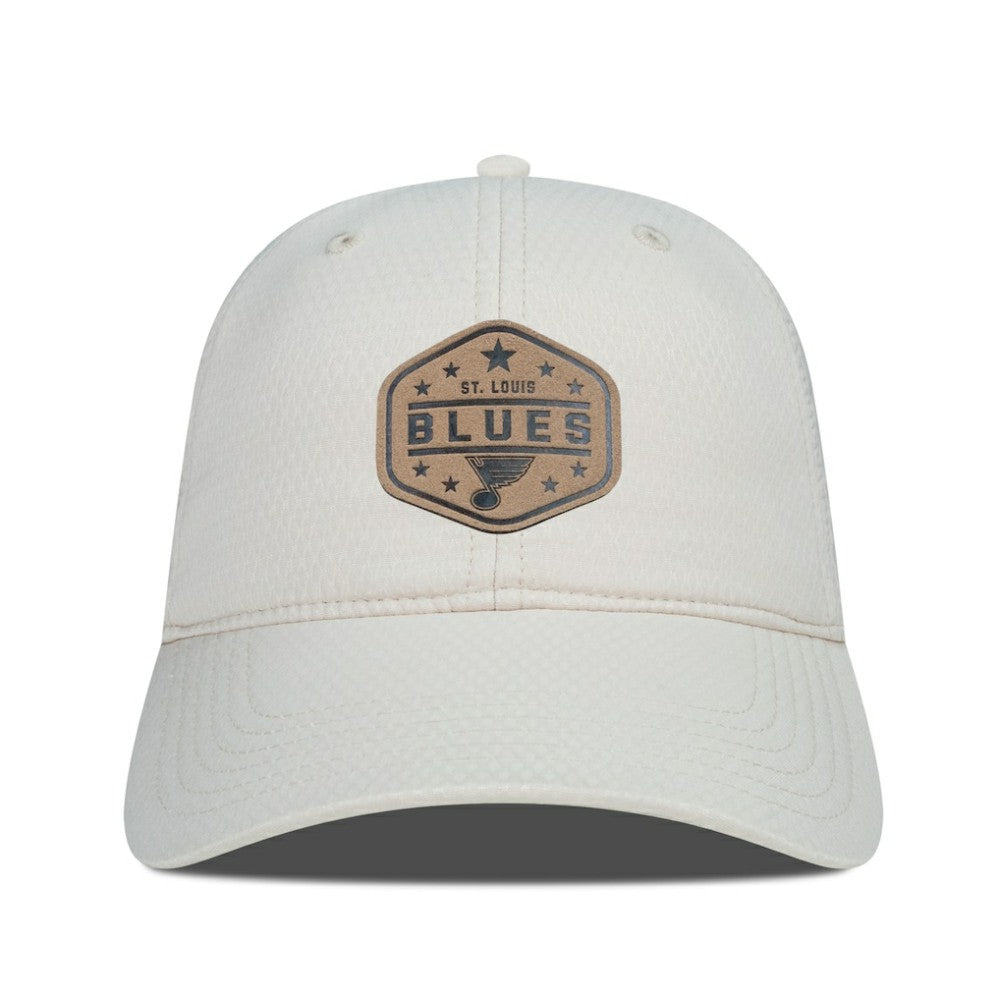 St. Louis Blues Men's Levelwear Faux Leather Patch Unstructured Adjustable Hat - Cream Hats