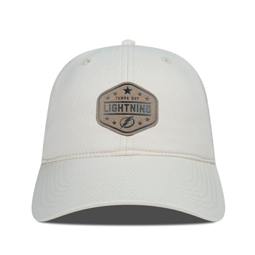 Tampa Bay Lightning Men's Levelwear Faux Leather Patch Unstructured Adjustable Hat - Cream Hats