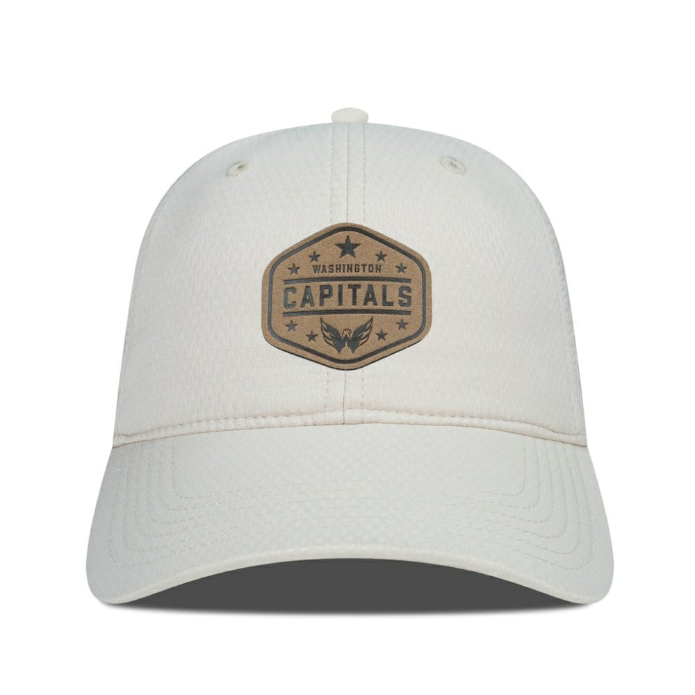 Washington Capitals Men's Levelwear Faux Leather Patch Unstructured Adjustable Hat - Cream Hats