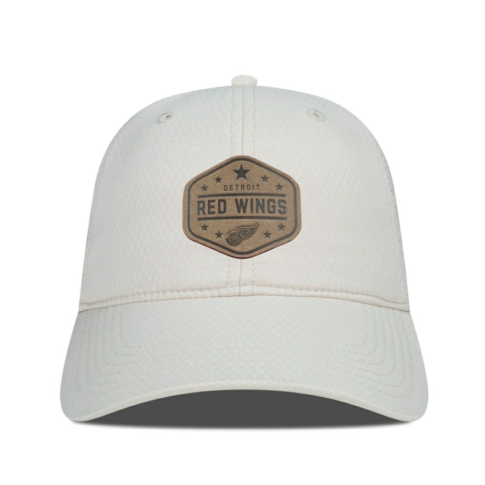 Detroit Red Wings Men's Levelwear Faux Leather Patch Unstructured Adjustable Hat - Cream Hats