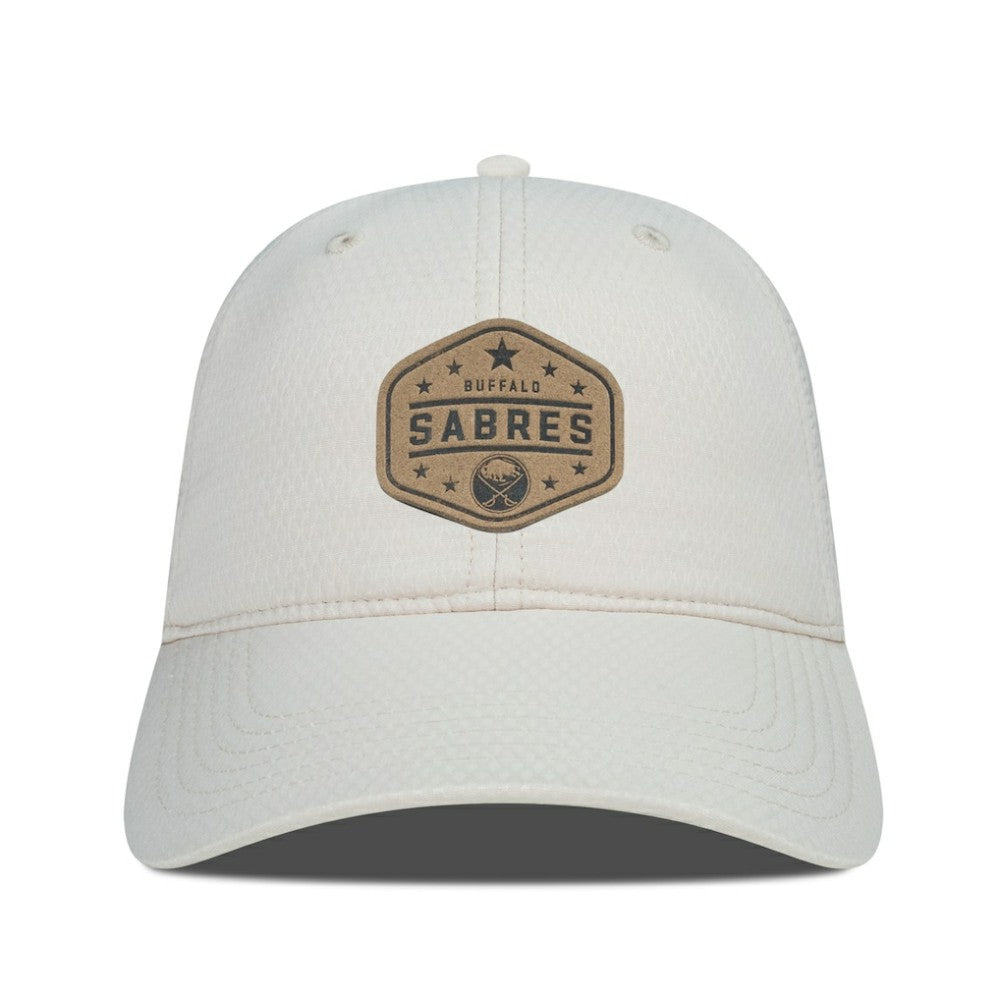 Buffalo Sabres Men's Levelwear Faux Leather Patch Unstructured Adjustable Hat - Cream Hats
