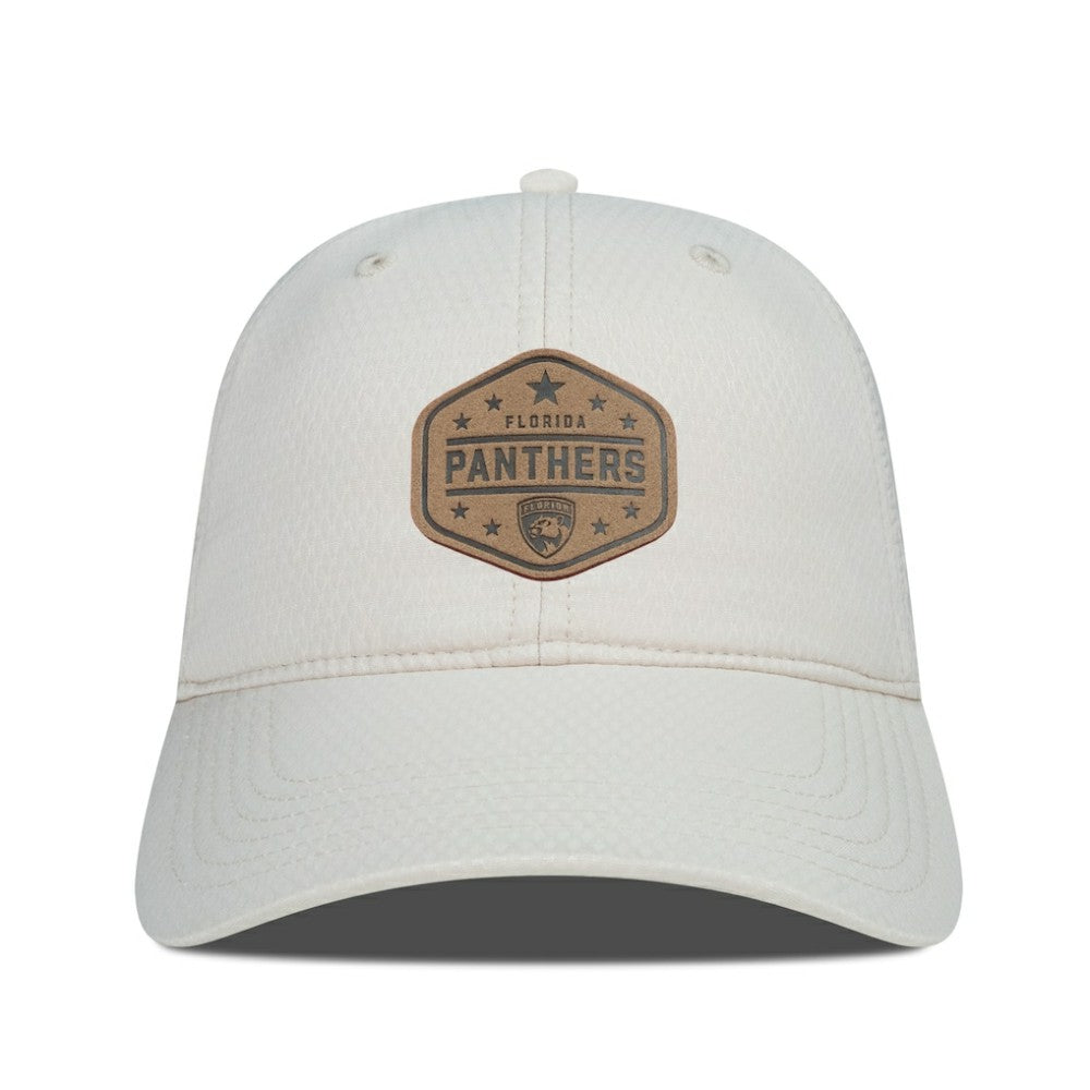 Florida Panthers Men's Levelwear Faux Leather Patch Unstructured Adjustable Hat - Cream Hats