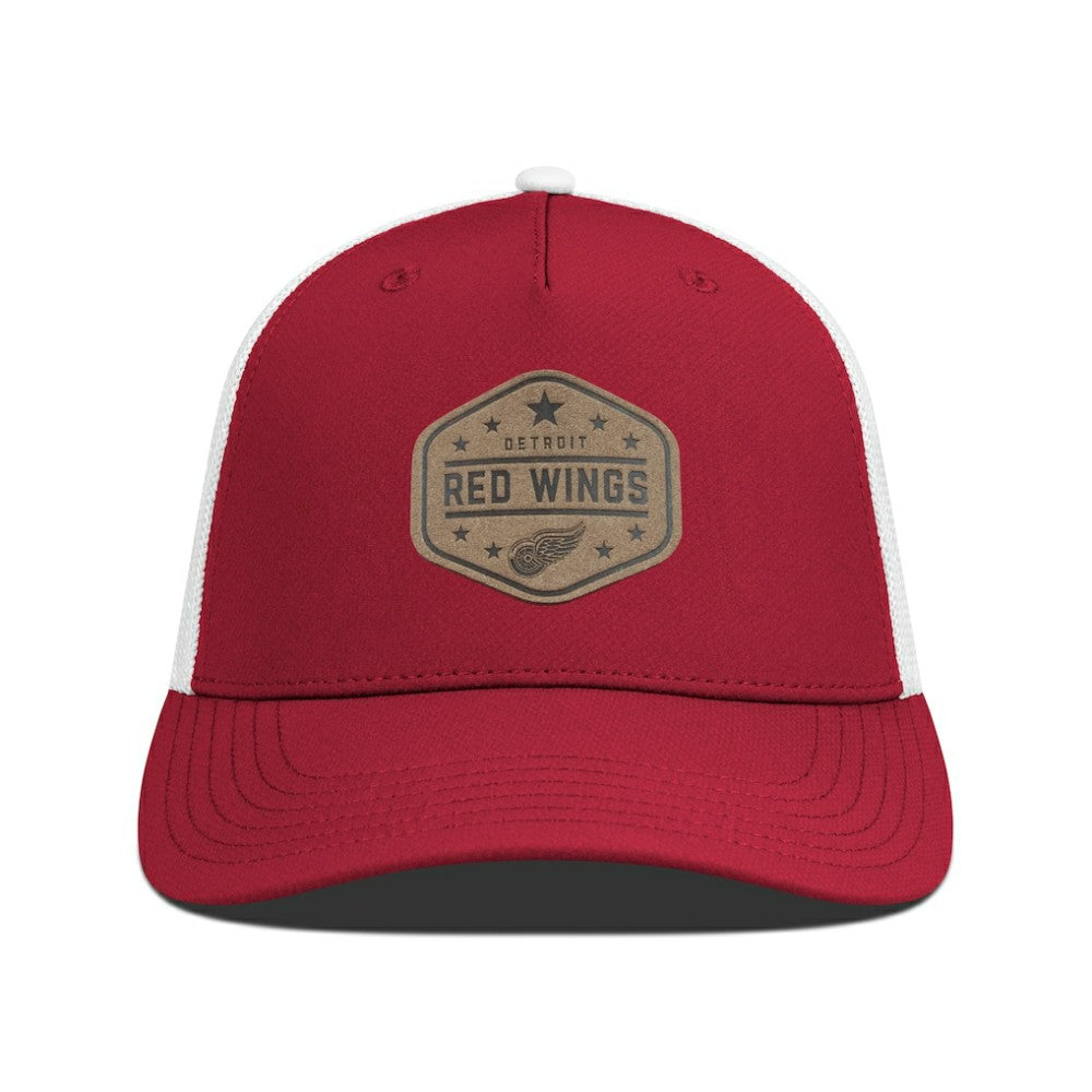 Detroit Red Wings Men's Levelwear Faux Leather Patch Structured Adjustable Hat - Red Hats