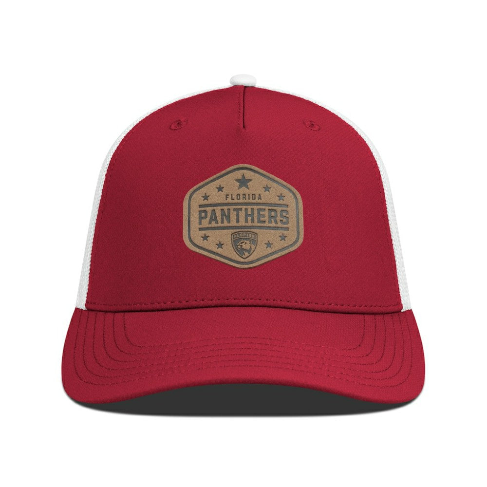 Florida Panthers Men's Levelwear Faux Leather Patch Structured Adjustable Hat - Red Hats