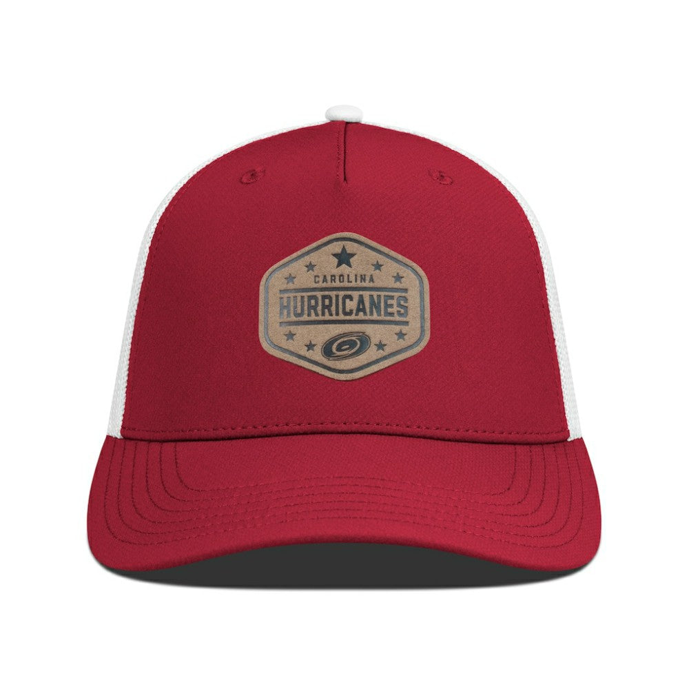 Carolina Hurricanes Men's Levelwear Faux Leather Patch Structured Adjustable Hat - Red Hats