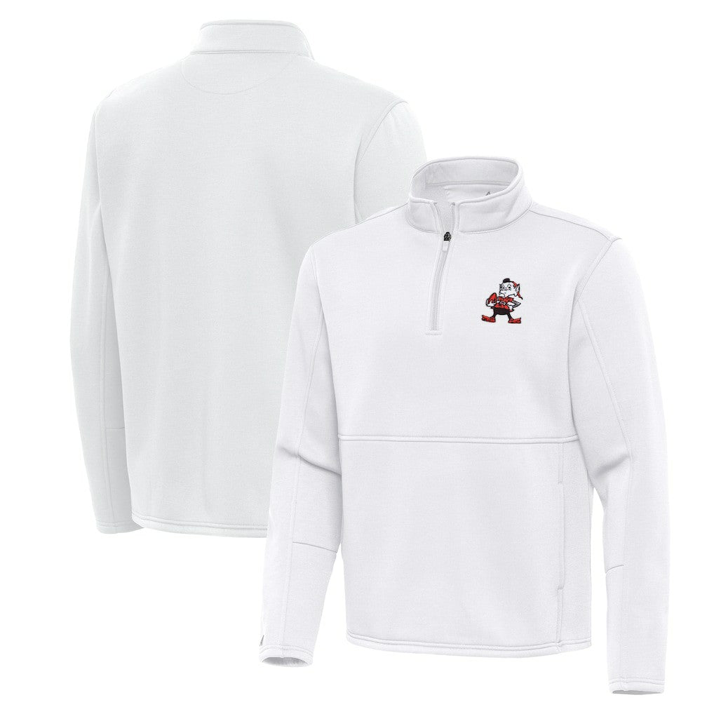 Cleveland Browns Antigua Twist Quarter-Zip Pullover Jacket - White discount