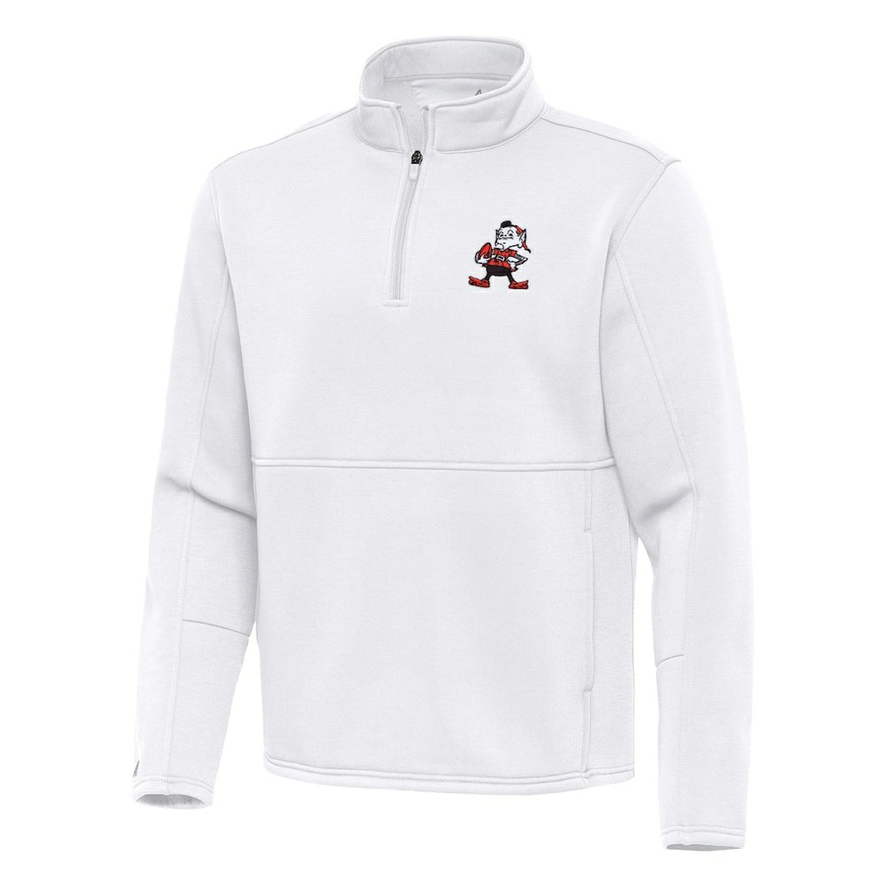 Cleveland Browns Antigua Twist Quarter-Zip Pullover Jacket - White discount