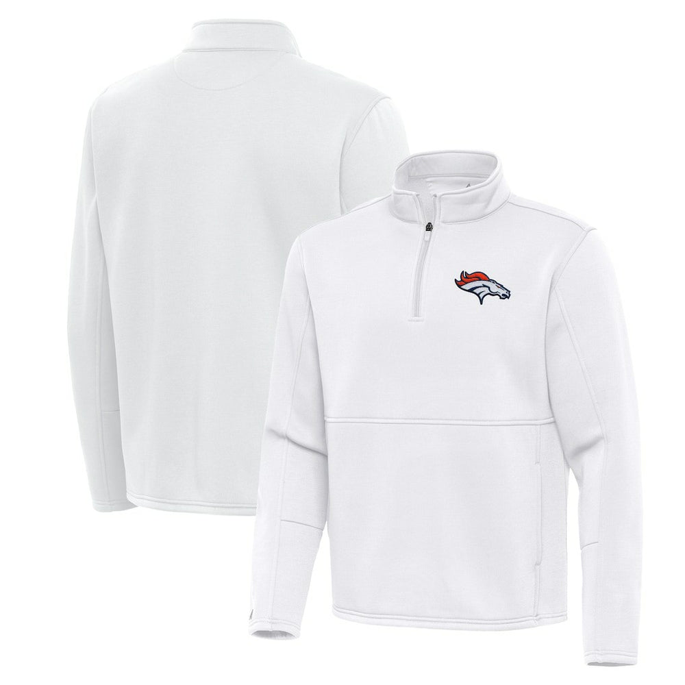 Denver Broncos Antigua Twist Quarter-Zip Pullover Jacket - White outlet