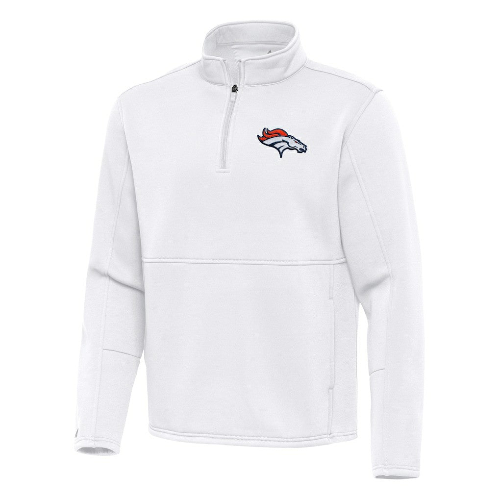 Denver Broncos Antigua Twist Quarter-Zip Pullover Jacket - White outlet