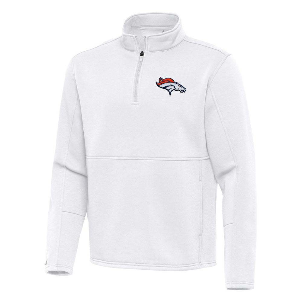 Denver Broncos Antigua Twist Quarter-Zip Pullover Jacket - White outlet