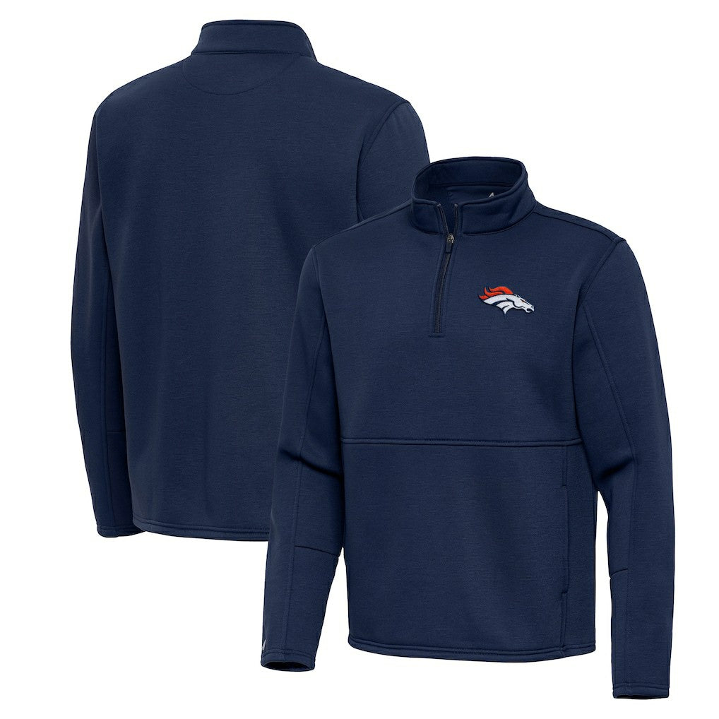 Denver Broncos Antigua Twist Quarter-Zip Pullover Jacket - Navy discount