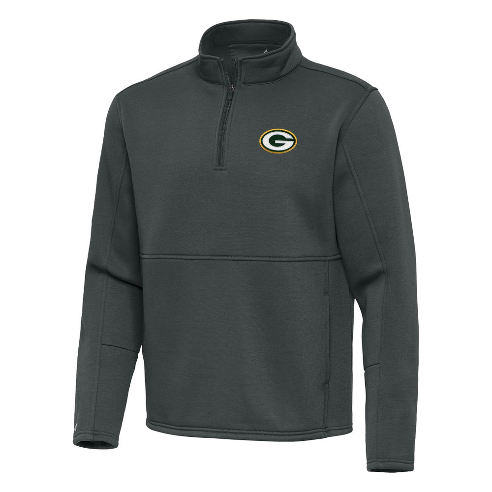 Green Bay Packers Antigua Twist Quarter-Zip Pullover Jacket - Pewter on sale