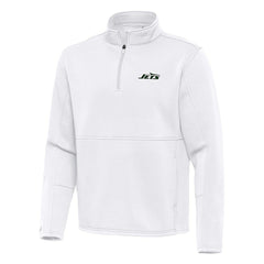New York Jets Antigua Twist Quarter-Zip Pullover Jacket - White cheap