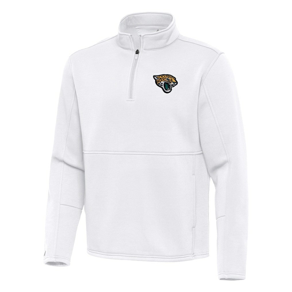 Jacksonville Jaguars Antigua Twist Quarter-Zip Pullover Jacket - White on sale