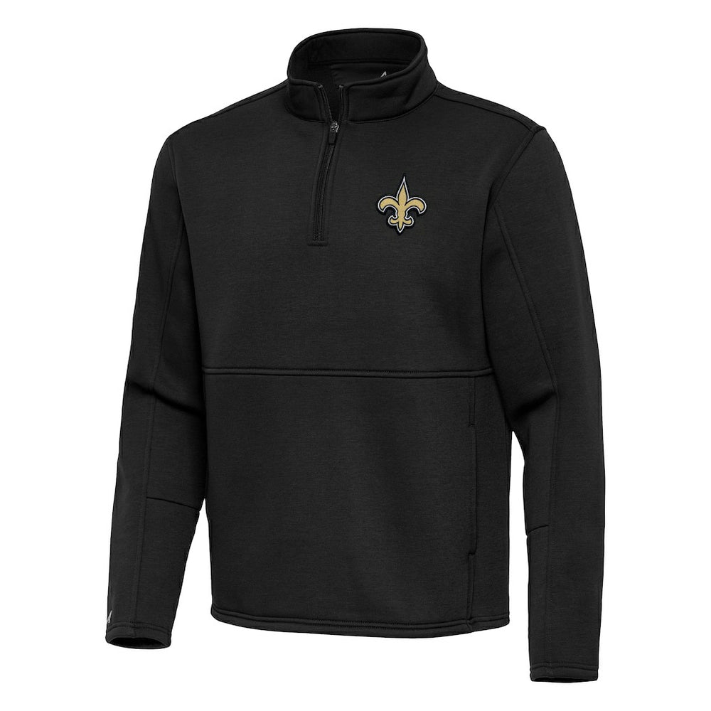 New Orleans Saints Antigua Twist Quarter-Zip Pullover Jacket - Black on sale