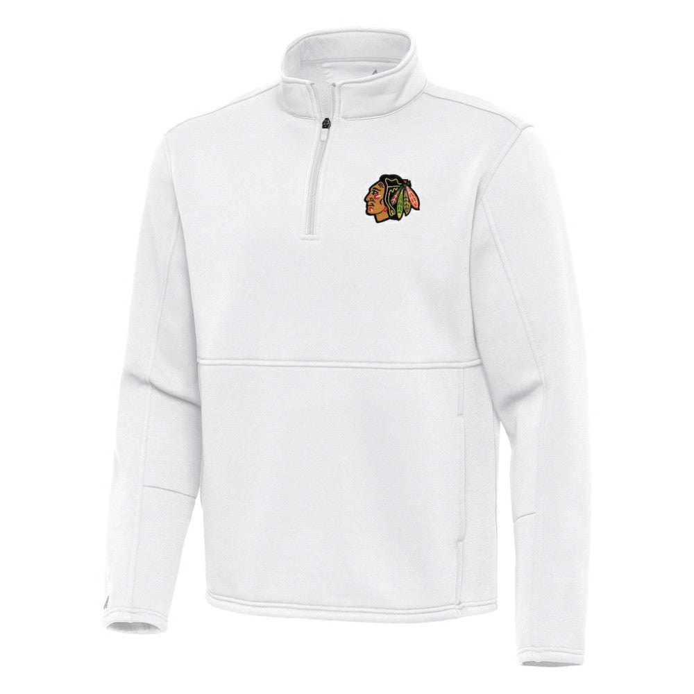 Chicago Blackhawks Antigua Twist Quarter-Zip Pullover Jacket - White Pullover