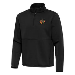 Chicago Blackhawks Antigua Twist Quarter-Zip Pullover Jacket - Black Pullover