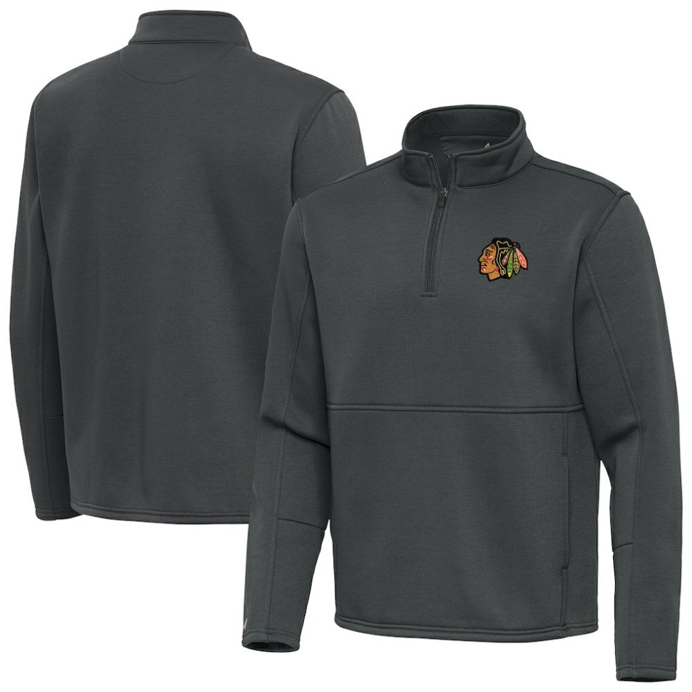 Chicago Blackhawks Antigua Twist Quarter-Zip Pullover Jacket - Pewter Pullover